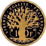 France 100 Francs KM# P795 Modern Republic LIBERTÉ ÉGALITÉ FRATERNITÉ 100 F coin reverse