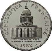France 100 Francs Pantheon 1986 KM# P970 RÉPUBLIQUE FRANÇAISE AUX GRANDS HOMMES LA PATRIE RECONNAISSANTE 1986 coin obverse France 100 Francs Pantheon 1986 KM# P970 RÉPUBLIQUE FRANÇAISE AUX GRANDS HOMMES LA PATRIE RECONNAISSANTE 1986 coin obverse
