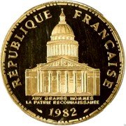 France 100 Francs Pantheon Piedfort 1982 KM# P752 RÉPUBLIQUE FRANÇAISE AUX GRANDS HOMMES LA PATRIE RECONNAISSANTE 1982 coin obverse
