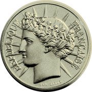France 100 Francs (Piedfort Issue) KM# P999 REPUBLIQUE FRANÇAISE D'AP. BARRE coin obverse France 100 Francs (Piedfort Issue) KM# P999 REPUBLIQUE FRANÇAISE D'AP. BARRE coin obverse