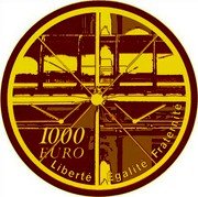France 1000 Euro Georges Pompidou Centre 2010 Proof KM# 1682 1000 EURO LIBERTÉ ÉGALITÉ FRATERNITÉ coin reverse