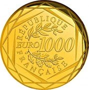 France 1000 Euro The Rooster 2014 KM# 2107 RÉPUBLIQUE EURO 1000 FRANÇAISE coin obverse France 1000 Euro The Rooster 2014 KM# 2107 RÉPUBLIQUE EURO 1000 FRANÇAISE coin obverse