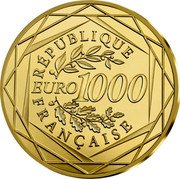 France 1000 Euro Marianne 2017  In set KM# 2455 RÉPUBLIQUE EURO 1000 FRANÇAISE coin obverse France 1000 Euro Marianne 2017  In set KM# 2455 RÉPUBLIQUE EURO 1000 FRANÇAISE coin obverse