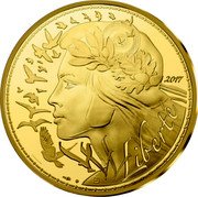 France 1000 Euro Marianne 2017  In set KM# 2455 2017 LLL LIBERTÉ coin reverse France 1000 Euro Marianne 2017  In set KM# 2455 2017 LLL LIBERTÉ coin reverse