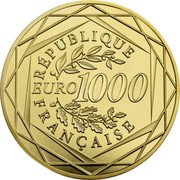 France 1000 Euro Rooster 2015  BU RÉPUBLIQUE EURO 1000 FRANÇAISE coin obverse France 1000 Euro Rooster 2015  BU RÉPUBLIQUE EURO 1000 FRANÇAISE coin obverse