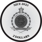 Niue 2 Dollars (Charles III Lucky Clover) NIUE 2023 PUBLIC SEAL OF NIUE ATUA NIUE TUKULAGI 2 DOLLARS coin obverse