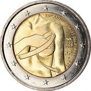 France 2 Euro 25th Anniversary of the Pink Ribbon 2017Â KM# 2363 25E ANNIVERSAIRE DU RUBAN ROSE 1992 2017 RF coin obverse France 2 Euro 25th Anniversary of the Pink Ribbon 2017Â KM# 2363 25E ANNIVERSAIRE DU RUBAN ROSE 1992 2017 RF coin obverse