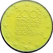 France 2 Euro French Presidency of the EU. Coloured 2008  Coincard 2008 PRÉSIDENCE FRANÇAISE UNION EUROPÉENNE RF coin obverse France 2 Euro French Presidency of the EU. Coloured 2008  Coincard 2008 PRÉSIDENCE FRANÇAISE UNION EUROPÉENNE RF coin obverse