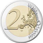 France 2 Euro World AIDS Day. Coloured 2014  legal tender despite colour (proof) 2 EURO LL coin reverse France 2 Euro World AIDS Day. Coloured 2014  legal tender despite colour (proof) 2 EURO LL coin reverse
