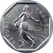 France 2 Francs The Sower 1990 KM# P1019 LIBERTE EGALITE FRATERNITE 2 FRANCS 1990 coin obverse France 2 Francs The Sower 1990 KM# P1019 LIBERTE EGALITE FRATERNITE 2 FRANCS 1990 coin obverse