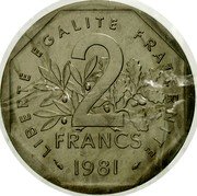 France 2 Francs (Piedfort.) KM# P704 LIBERTÉ ÉGALITÉ FRATERNITÉ 2 FRANCS 1981 coin reverse France 2 Francs (Piedfort.) KM# P704 LIBERTÉ ÉGALITÉ FRATERNITÉ 2 FRANCS 1981 coin reverse
