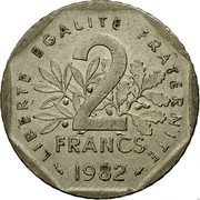 France 2 Francs Piedfort 1982 KM# Pn735 LIBERTE EGALITE FRATERNITE 2 FRANCS 1982 coin reverse France 2 Francs Piedfort 1982 KM# Pn735 LIBERTE EGALITE FRATERNITE 2 FRANCS 1982 coin reverse