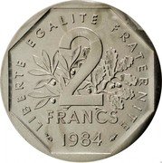 France 2 Francs (Piedfort) KM# P907 LIBERTÉ ÉGALITÉ FRATERNITÉ 2 FRANCS 1984 coin reverse France 2 Francs (Piedfort) KM# P907 LIBERTÉ ÉGALITÉ FRATERNITÉ 2 FRANCS 1984 coin reverse