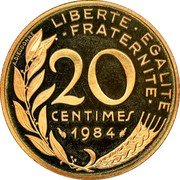 France 20 Centimes KM# P808 Modern Republic A.DIEUDONNE LIBERTE EGALITE FRATERNITE 20 CENTIMES 1984 coin reverse France 20 Centimes KM# P808 Modern Republic A.DIEUDONNE LIBERTE EGALITE FRATERNITE 20 CENTIMES 1984 coin reverse