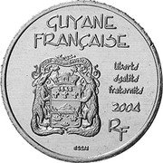 France 20 Euro French Guiana. Boa Constrictor Essai 2004 X# E15a GUYANE FRANÇAISE RF 2004 ESSAI LIBERTÉ ÉGALITÉ FRATERNITÉ coin obverse