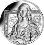 France 20 Euro Monna Lisa 2019  Proof KM# 2799 LEONARD DE VINCI LA JOCONDE 500 ANS CHEF D’ŒUVRE DES MUSÉES 2019 coin reverse