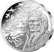 France 20 Euro (Spitfire) RF 20 EURO L'AVIATION & L'HISTOIRE coin obverse