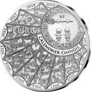 France 20 Euro Year of the Pig 2019  Proof KM# 2798 RF 20 EURO CALENDRIER CHINOIS 2018 2019 2020 2021 2022 2023 2024 2025 2026 2027 2028 2029 coin obverse