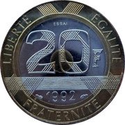 France 20 Francs (Essai) RÉPUBLIQUE FRANÇAISE coin reverse
