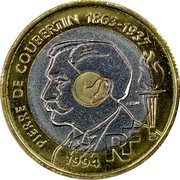 France 20 Francs (Essai - Pierre de Coubertin) KM# E146 RF PIERRE DE COUBERTIN 1863-1937 1994 coin obverse France 20 Francs (Essai - Pierre de Coubertin) KM# E146 RF PIERRE DE COUBERTIN 1863-1937 1994 coin obverse