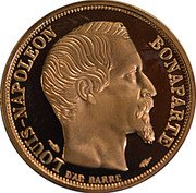 France 20 Francs (Louis-Napoleon Bonaparte) LOUIS-NAPOLEON BONPARTE D'AP. BARRE coin obverse France 20 Francs (Louis-Napoleon Bonaparte) LOUIS-NAPOLEON BONPARTE D'AP. BARRE coin obverse