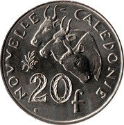 France 20 Francs (Marianne. New Caledonia) KM# 12 NOUVELLE - CALEDONIE 20 F coin reverse France 20 Francs (Marianne. New Caledonia) KM# 12 NOUVELLE - CALEDONIE 20 F coin reverse