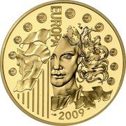 France 200 Euro 20th Anniv. of the Fall of the Berlin Wall) 2009 P Proof KM# 1593 € € € € € € € € € € € € EUROPA 2009 coin reverse
