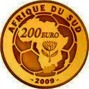 France 200 Euro XIX World Cup 2010 in RPA 2009 P Proof KM# 1639 AFRIQUE DU SUD 200 EURO 2009 coin reverse