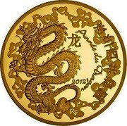France 200 Euro Year of the Dragon 2012 (a) Proof KM# 1926 ANNÉE DU DRAGON 2012 RF coin obverse France 200 Euro Year of the Dragon 2012 (a) Proof KM# 1926 ANNÉE DU DRAGON 2012 RF coin obverse