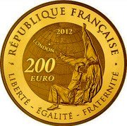 France 200 Euro London Olympic Games. Judo 2012 (a) Proof KM# 1923 RÉPUBLIQUE FRANÇAISE 200 EURO LONDON 2012 LIBERTÉ ÉGALITÉ FRATERNITÉ coin obverse France 200 Euro London Olympic Games. Judo 2012 (a) Proof KM# 1923 RÉPUBLIQUE FRANÇAISE 200 EURO LONDON 2012 LIBERTÉ ÉGALITÉ FRATERNITÉ coin obverse