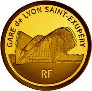 France 200 Euro Lyon Saint-Exupery Railway Station 2012 (a) Proof KM# 1915 GARE DE LYON SAINT-EXUPÉRY RF coin obverse France 200 Euro Lyon Saint-Exupery Railway Station 2012 (a) Proof KM# 1915 GARE DE LYON SAINT-EXUPÉRY RF coin obverse