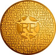 France 200 Euro Regions of France 2012 KM# 2074 RF ALSACE AQUITAINE AU VERGNE BASSE-NOR MANDIE BOURGOGNE BRETAGNE CENTRE CHAM PAGNE-ARDENNES CORSE FRANCHE- COMTÉ GUA DELOUPE GUYANE HAUTE- NORMAN DIE ÎLE-DE -FRANCE MAYOTTE LANGUE DOC-ROU SSILLON LI MOUSIN LORRAI NE MAR TINIQUE MIDI-PY RÉNÉES NORD-PAS- DE-CALAIS PROVENCE-ALPES-CÔTE D'AZUR PAYS-DE-LA-LOI RE PICARDIE POITOU- CHARENTES RÉU NION RHÔNE- ALPES coin obverse France 200 Euro Regions of France 2012 KM# 2074 RF ALSACE AQUITAINE AU VERGNE BASSE-NOR MANDIE BOURGOGNE BRETAGNE CENTRE CHAM PAGNE-ARDENNES CORSE FRANCHE- COMTÉ GUA DELOUPE GUYANE HAUTE- NORMAN DIE ÎLE-DE -FRANCE MAYOTTE LANGUE DOC-ROU SSILLON LI MOUSIN LORRAI NE MAR TINIQUE MIDI-PY RÉNÉES NORD-PAS- DE-CALAIS PROVENCE-ALPES-CÔTE D'AZUR PAYS-DE-LA-LOI RE PICARDIE POITOU- CHARENTES RÉU NION RHÔNE- ALPES coin obverse