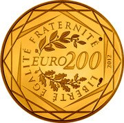 France 200 Euro Regions of France 2012 KM# 2074 EURO 200 LIBERTÉ ÉGALITÉ FRATERNITÉ 2012 coin reverse France 200 Euro Regions of France 2012 KM# 2074 EURO 200 LIBERTÉ ÉGALITÉ FRATERNITÉ 2012 coin reverse