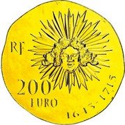France 200 Euro History of France. Louis XIV 2014 Proof KM# 2148 RF 200 EURO 1643 - 1715 coin obverse France 200 Euro History of France. Louis XIV 2014 Proof KM# 2148 RF 200 EURO 1643 - 1715 coin obverse