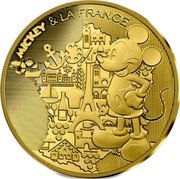 France 200 Euro 90 Years of Mickey Mouse 2018  In Set KM# 2543 MICKEY & LA FRANCE coin reverse France 200 Euro 90 Years of Mickey Mouse 2018  In Set KM# 2543 MICKEY & LA FRANCE coin reverse