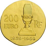 France 200 Euro Charles de Gaulle 2015 Proof KM# 2247 200 EURO RF 1959-1969 coin obverse France 200 Euro Charles de Gaulle 2015 Proof KM# 2247 200 EURO RF 1959-1969 coin obverse