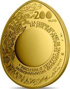 France 200 Euro Chef Guy Savoy 2017  Proof KM# 2443 200 EURO "LA CUISINE EST L'ART DE TRANSFORMER INSTANTANÉMENT EN JOIE DES PRODUITS CHARGES D'HISTOIRE" GUY SAVOY coin reverse
