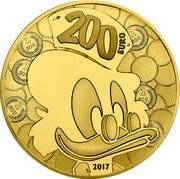 France 200 Euro (Donald Duck) 200 EURO 2017 1 SOU coin reverse France 200 Euro (Donald Duck) 200 EURO 2017 1 SOU coin reverse