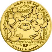France 200 Euro Mickey & Minnie 2018  Proof KM# 2542 MICKEY & SES AMIS RF MICKEY & MINNIE coin obverse