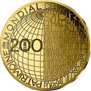 France 200 Euro Mount Fuji 2020 c+p 200 EURO PATRIMOINE MONDIAL UNESCO CITE INTERDITE MUR D'HADRIEN EL TAJIN ALHAMBRA MONT-SAINT MICHEL CATHEDRALE D'AIX-LA-CHAPELLE TAJ MAHAL YOSEMITE KREMLIN POMPEI coin reverse
