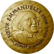 France 200 Euro (Soeur Emmanuelle) KM# 2923 SŒUR EMMANUELLE 1908 - 2008 «IL SUFFIT D'AIMER» coin reverse