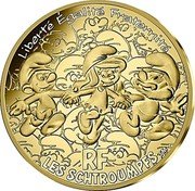 France 200 Euro (The Smurfs Together) KM# 2920 LIBERTÉ ÉGALITÉ FRATERNITÉ RF LES SCHTROUMPFS TM coin reverse France 200 Euro (The Smurfs Together) KM# 2920 LIBERTÉ ÉGALITÉ FRATERNITÉ RF LES SCHTROUMPFS TM coin reverse