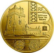 France 200 Euro (Tower of Belem) KM# 2838 RF 500 ANS TOUR DE BELÉM UNESCO 2019 coin obverse