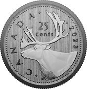 Canada 25 Cents Caribou - Transition obverse - Specimen Set 2023 Specimen Set H 25 CENTS C A N A D A 2023 coin reverse