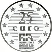 France 25 Euro (Alain Prost) 25 EURO FIA FORMULA 1 WORLD CHEMPIONSHIP coin reverse