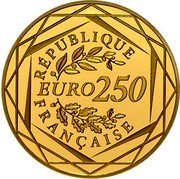 France 250 Euro The Rooster 2014 KM# 2108 RÉPUBLIQUE EURO 250 FRANÇAISE coin obverse