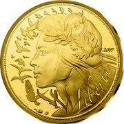 France 250 Euro Marianne 2017  In Set KM# 2449 2017 LLL LIBERTÉ coin reverse