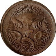 Australia 5 Cents Planchet Error 1989  Mule (Unknown mintage) 5 SD coin reverse