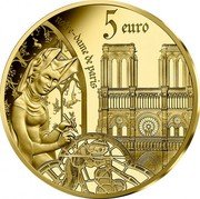 France 5 Euro (Gothic Europe) KM# 2853 5 EURO NOTRE DAME DE PARIS coin reverse