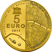 France 5 Euro (National Assembly and Place of Concorde) UNESCO 5 EURO 2017 PARIS RIVES DE LA SEINE PLACE DE LA CONCORDE PALAIS BOURBON coin reverse
